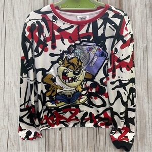 Warner Bros. Looney Tunes TAZ Red and White Sweatshirt Vintage L